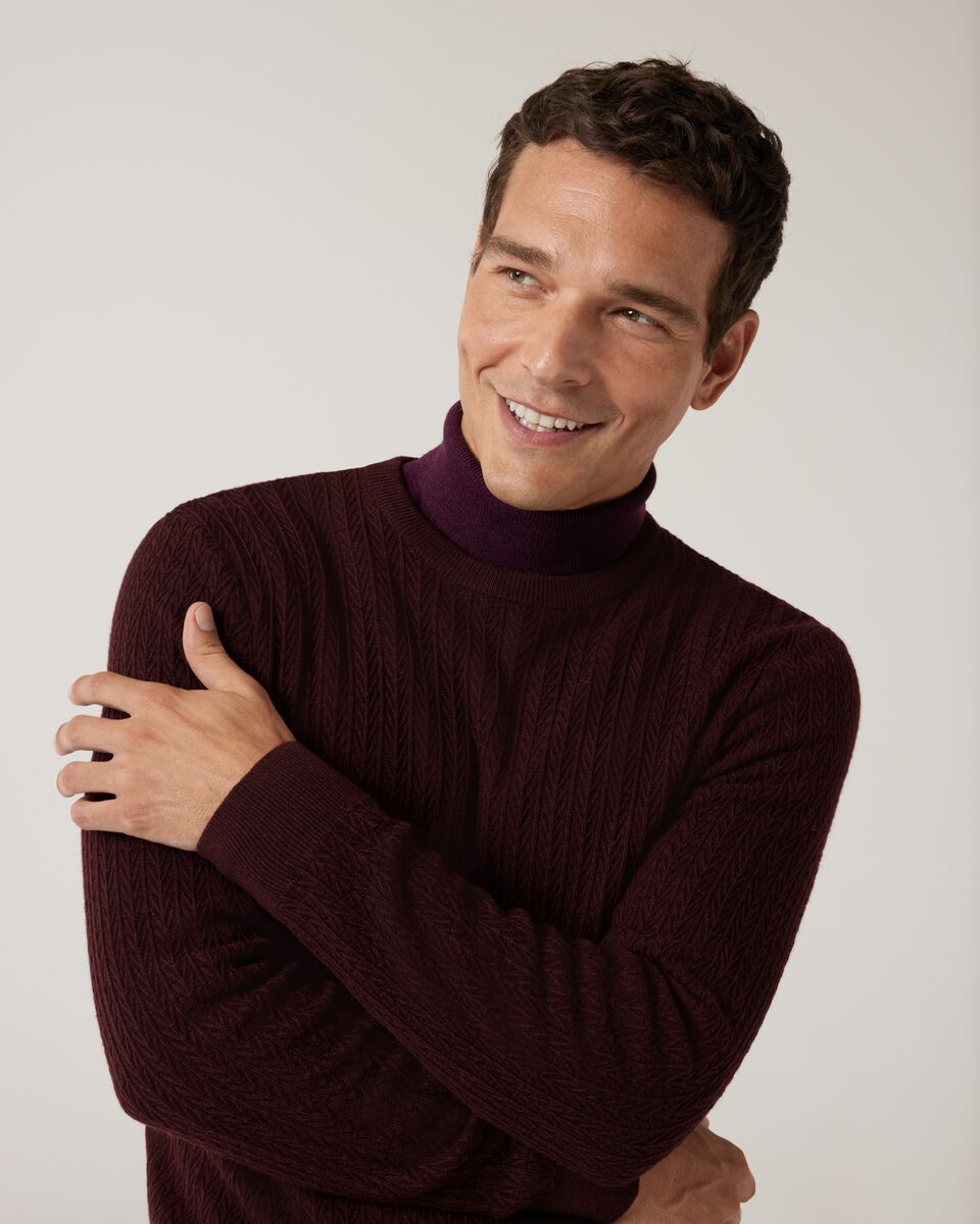 Lightweight Crew Neck Knit, Bordeaux, hi-res